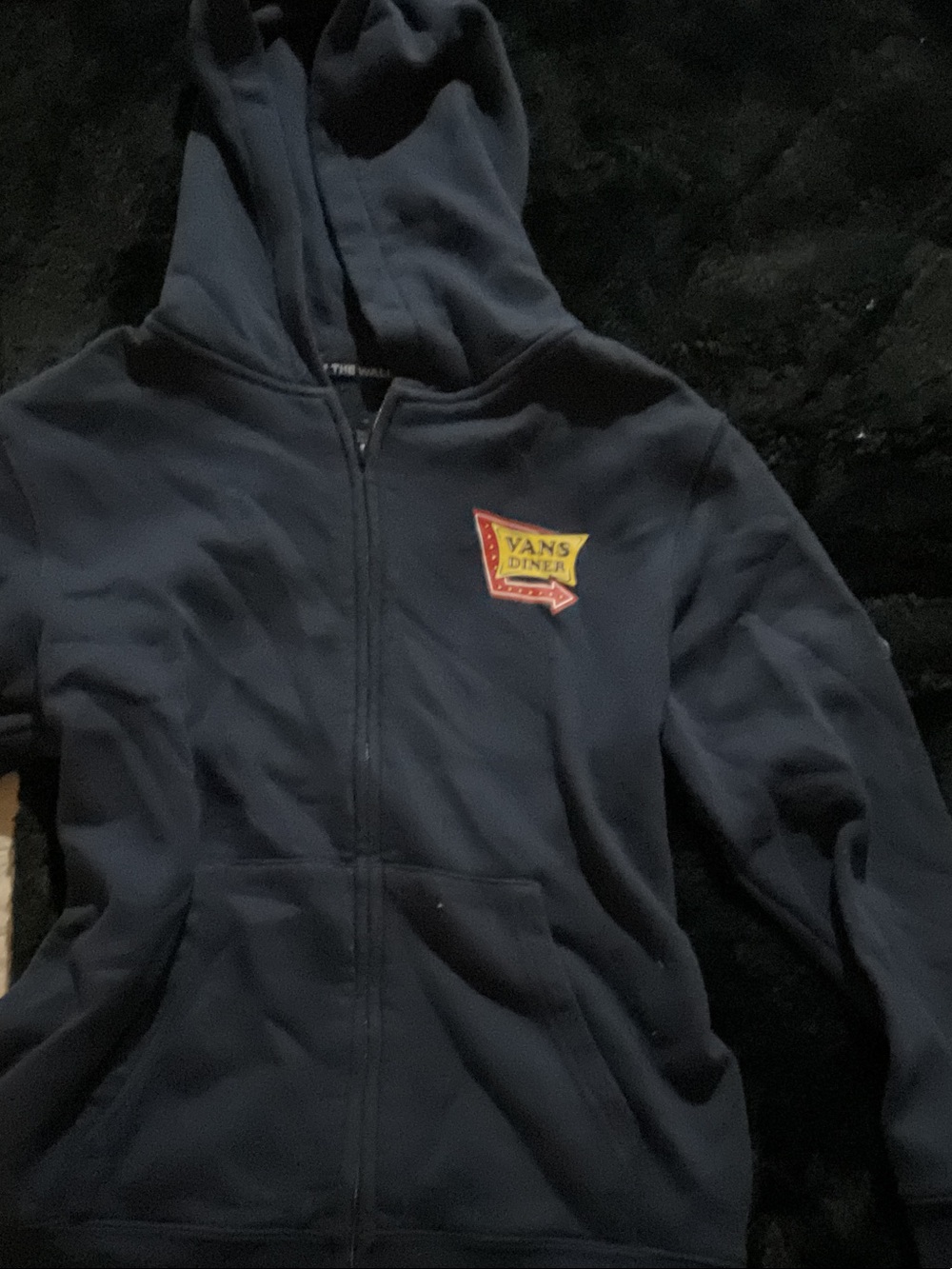 Vans Kids Navy Zip Hoodie with Yellow & Red Diner Patch